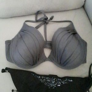 🥂 Gray Halter Bikini Top (top only)